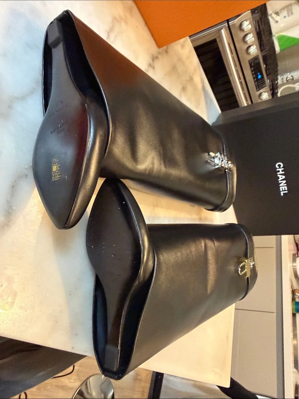Givenchy SHARK BOOTS Black Leather with Silver Padlock Accent